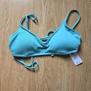 Brand new Hollister ribbed blue bikini top size small